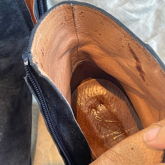 Joie Suede Blue Block Heel Angle Boot With Cushioned Sole - 39 - Picture 5 of 6